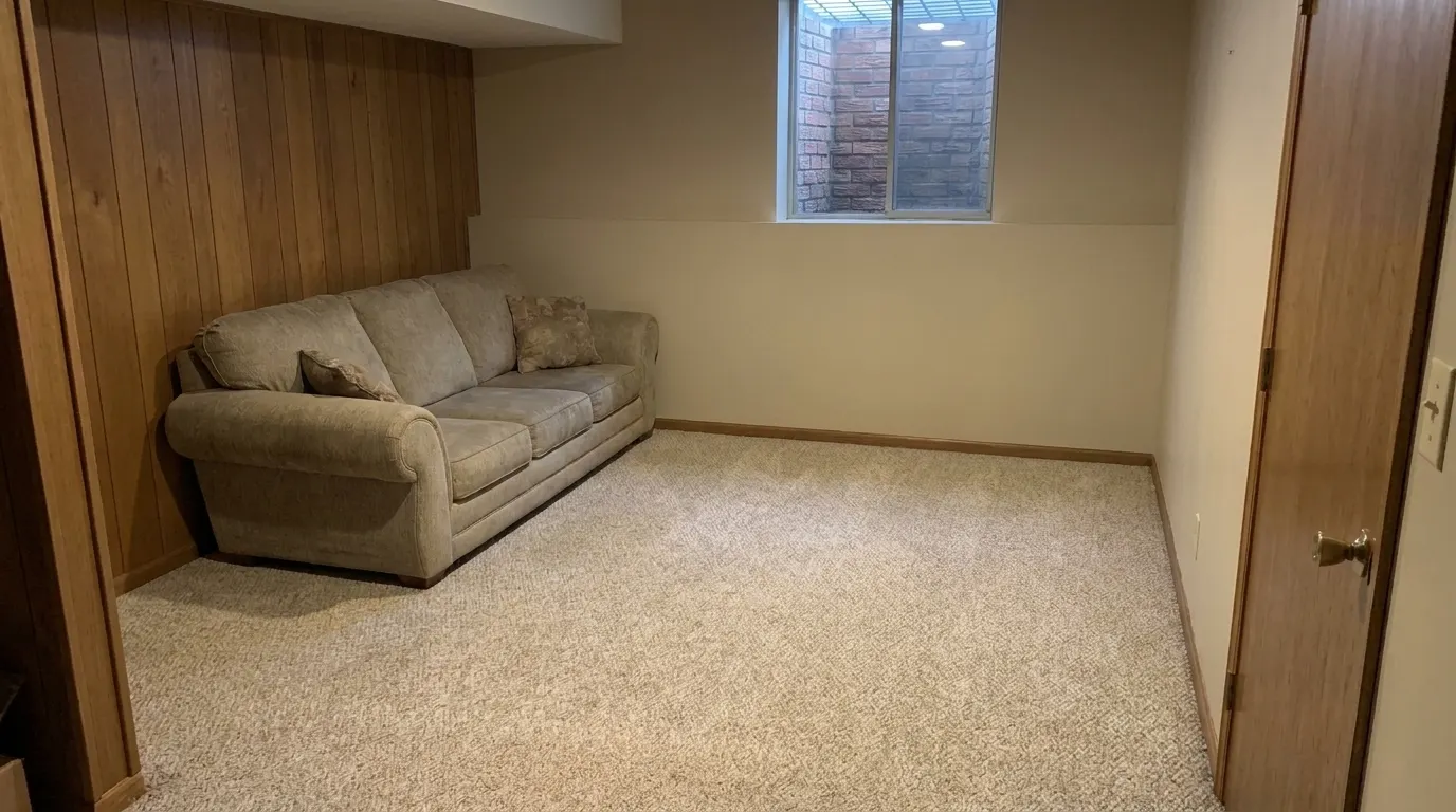 Same basement extracted, dried and repaired after cleanup